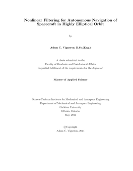 Nonlinear Filtering for Autonomous Navigation of Spacecraft in Highly Elliptical Orbit