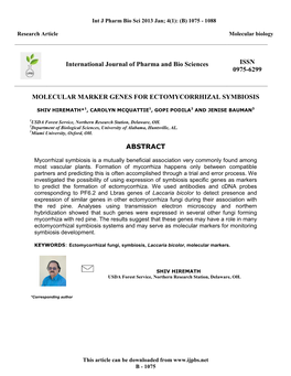 Molecular Marker Genes for Ectomycorrhizal Symbiosis