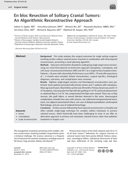 En Bloc Resection of Solitary Cranial Tumors: an Algorithmic Reconstructive Approach