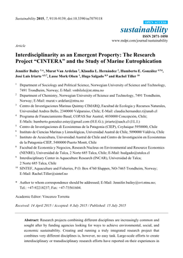 The Research Project “CINTERA” and the Study of Marine Eutrophication