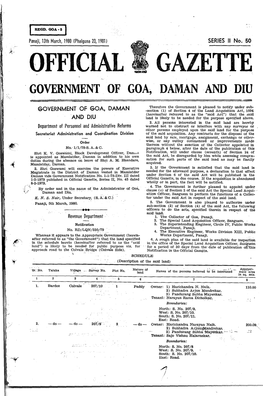 Official Gazette Government of Goa, Daman and -Diu