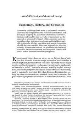 Economics, History, and Causation