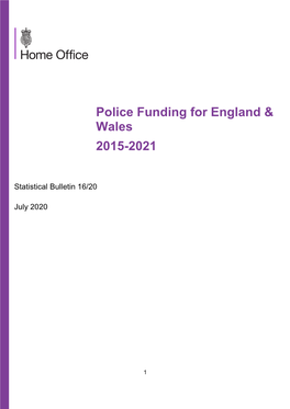 Police Funding for England & Wales 2015 to 2021