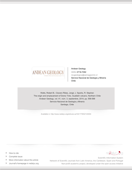 The Origin and Emplacement of Domo Tinto, Guallatiri Volcano, Northern Chile Andean Geology, Vol