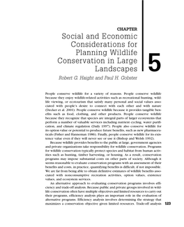 Social and Economic Considerations for Planning Wildlife Conservation in Large Landscapes 5 Robert G