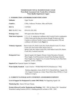 Neosho River (Chanute) Water Quality Impairment: Copper