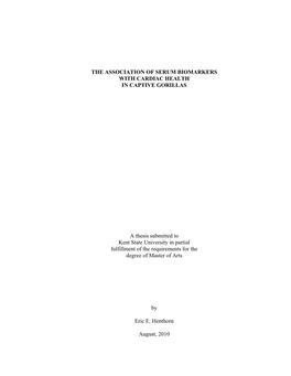 The Association of Serum Biomarkers with Cardiac Health in Captive Gorillas
