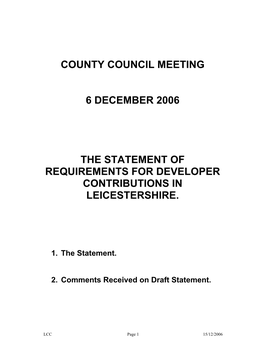 County Council Meeting 6 December 2006 The