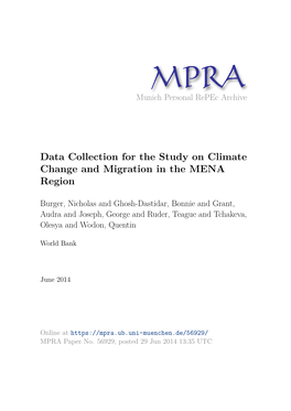 Data Collection for the Study on Climate Change and Migration in the MENA Region