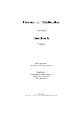 Hessischer Städteatlas Butzbach