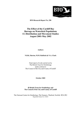 The Effect of the Cardiff Bay Barrage on Waterbird Populations 13