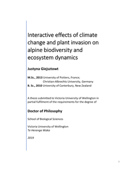 Interactive Effects of Climate Change and Species Composition on Alpine Biodiversity and Ecosystem Dynamics