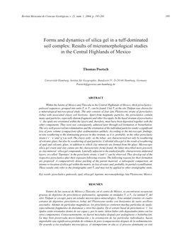 Forms and Dynamics of Silica Gel in a Tuff-Dominated Soil Complex: Results of Micromorphological Studies in the Central Highlands of Mexico