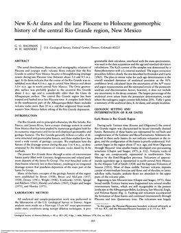 New K-Ar Dates and the Late Pliocene to Holocene Geomorphic History of the Central Rio Grande Region, New Mexico