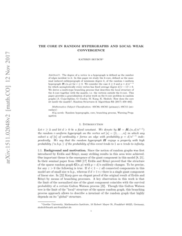 The Core in Random Hypergraphs and Local Weak Convergence 3