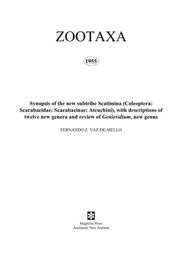 Zootaxa, Synopsis of the New Subtribe Scatimina (Coleoptera