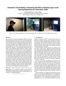 Cinematic Virtual Reality: Evaluating the Effect of Display Type on the Viewing Experience for Panoramic Video