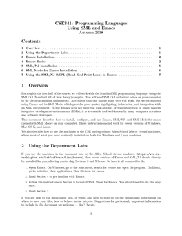 CSE341: Programming Languages Using SML and Emacs Contents 1