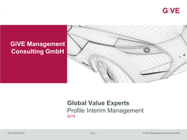 Global Value Experts Profile Interim Management 2019