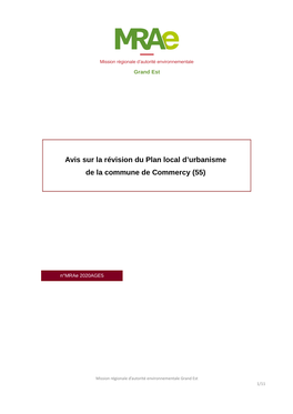 Avis Sur La Révision Du Plan Local D'urbanisme De La