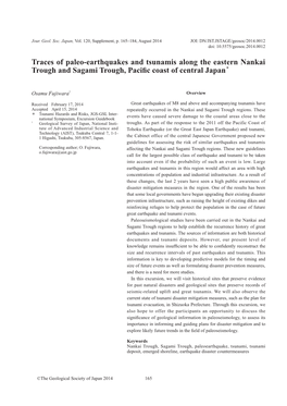 Traces of Paleo-Earthquakes and Tsunamis Along the Eastern Nankai Trough and Sagami Trough, Paciﬁc Coast of Central Japan＊