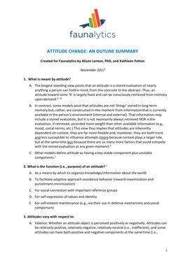 Attitude Change: an Outline Summary