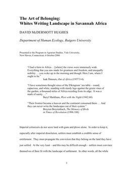 Whites Writing Landscape in Savannah Africa