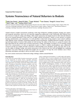 Systems Neuroscience of Natural Behaviors in Rodents