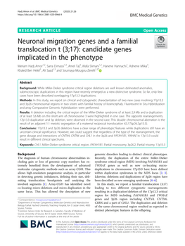 Neuronal Migration Genes and a Familial Translocation T (3;17)