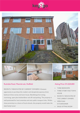 Rushdale Road, Meersbrook, Sheffield Asking Price of £220,000