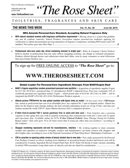 “The Rose Sheet” TOILETRIES, FRAGRANCES and SKIN CARE
