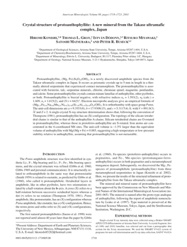 Crystal Structure of Protoanthophyllite: a New Mineral from the Takase Ultramafic Complex, Japan