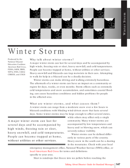 Emergency Prepardeness: Winter Storms