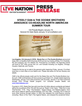 Steely Dan & the Doobie Brothers Announce Co