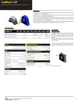 Isoblock I-ZF Single-Channel Zero Flux High Performance Current Sensor