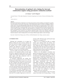 Determination of Optimal Valve Timing for Internal Combustion Engines Using Parameter Estimation Method