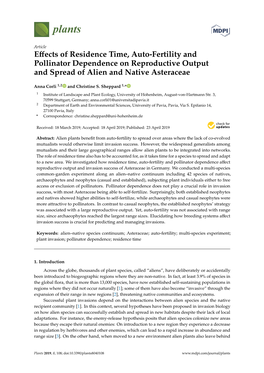 Effects of Residence Time, Auto-Fertility and Pollinator