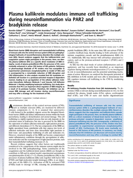 Plasma Kallikrein Modulates Immune Cell Trafficking During Neuroinflammation Via PAR2 and Bradykinin Release