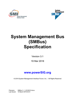 System Management Bus(Smbus)Specification