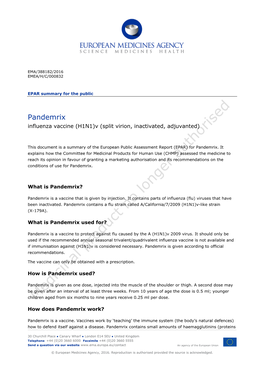 Pandemrix, INN-Influenza Vaccine (H1N1)V (Split Virion, Inactivated