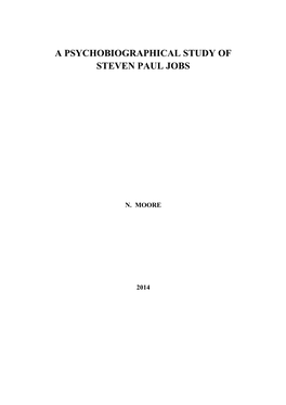 A Psychobiographical Study of Steven Paul Jobs