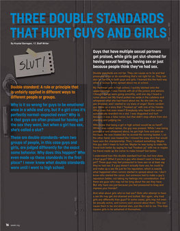 Three Double Standards That Hurt Guys and Girls by Krystal Barragan, 17, Staff Writer