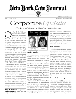 Corporateupdate the Sexual Orientation Non-Discrimination Act