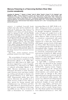 Mercury Poisoning in a Free-Living Northern River Otter (Lontra Canadensis)