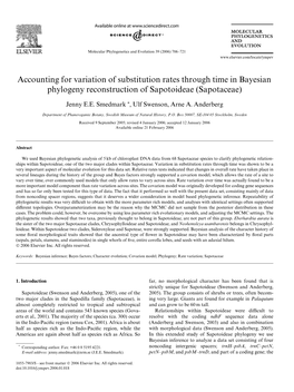 Accounting for Variation of Substitution Rates Through Time in Bayesian Phylogeny Reconstruction of Sapotoideae (Sapotaceae)