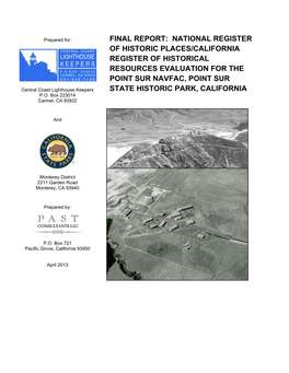 Final Report: National Register of Historic Places/California Register of Historical Resources Evaluation for The