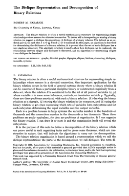 The Diclique Representation and Decomposition of Binary Relations