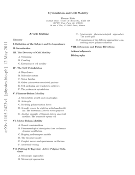 Arxiv:1105.2423V1 [Physics.Bio-Ph] 12 May 2011 C