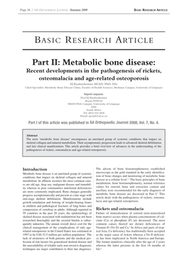 Part II: Metabolic Bone Disease