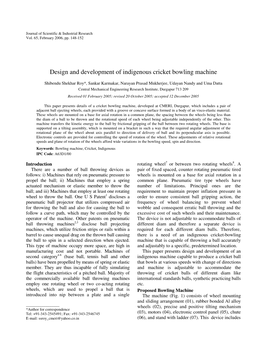 Design and Development of Indigenous Cricket Bowling Machine